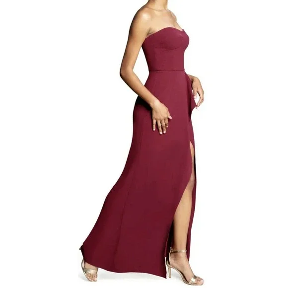 Dress the Population | Dresses | Nwt Dress The Population Kai Sweetheart  Drape Front Gown Size Xl Burgundy | Poshmark